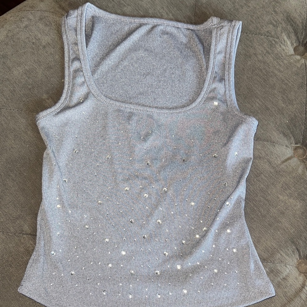 Silver Rhinestone Tank Top